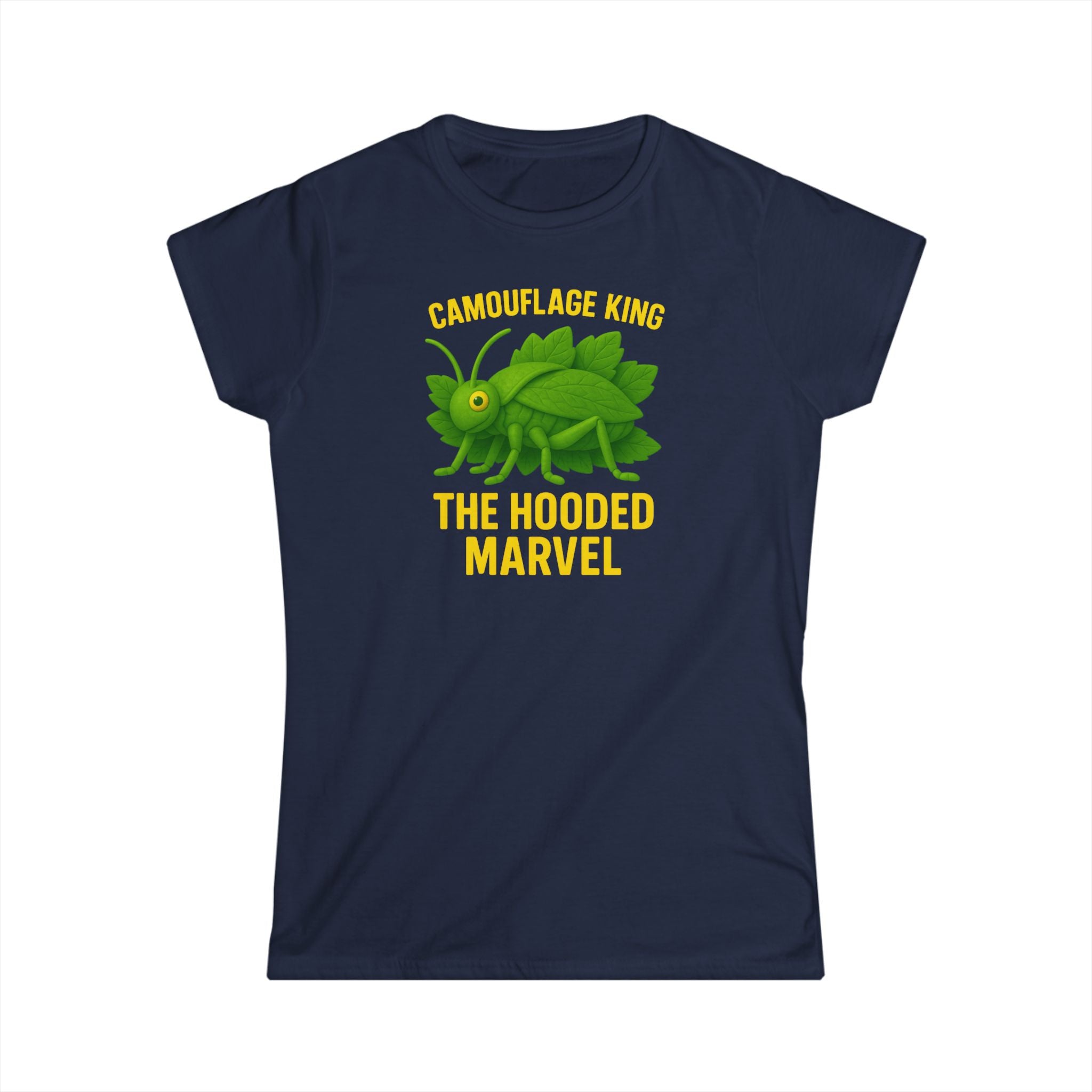 Giant Hooded Katydid 'Camouflage King Playdoh' Fitted T-Shirt (women's)