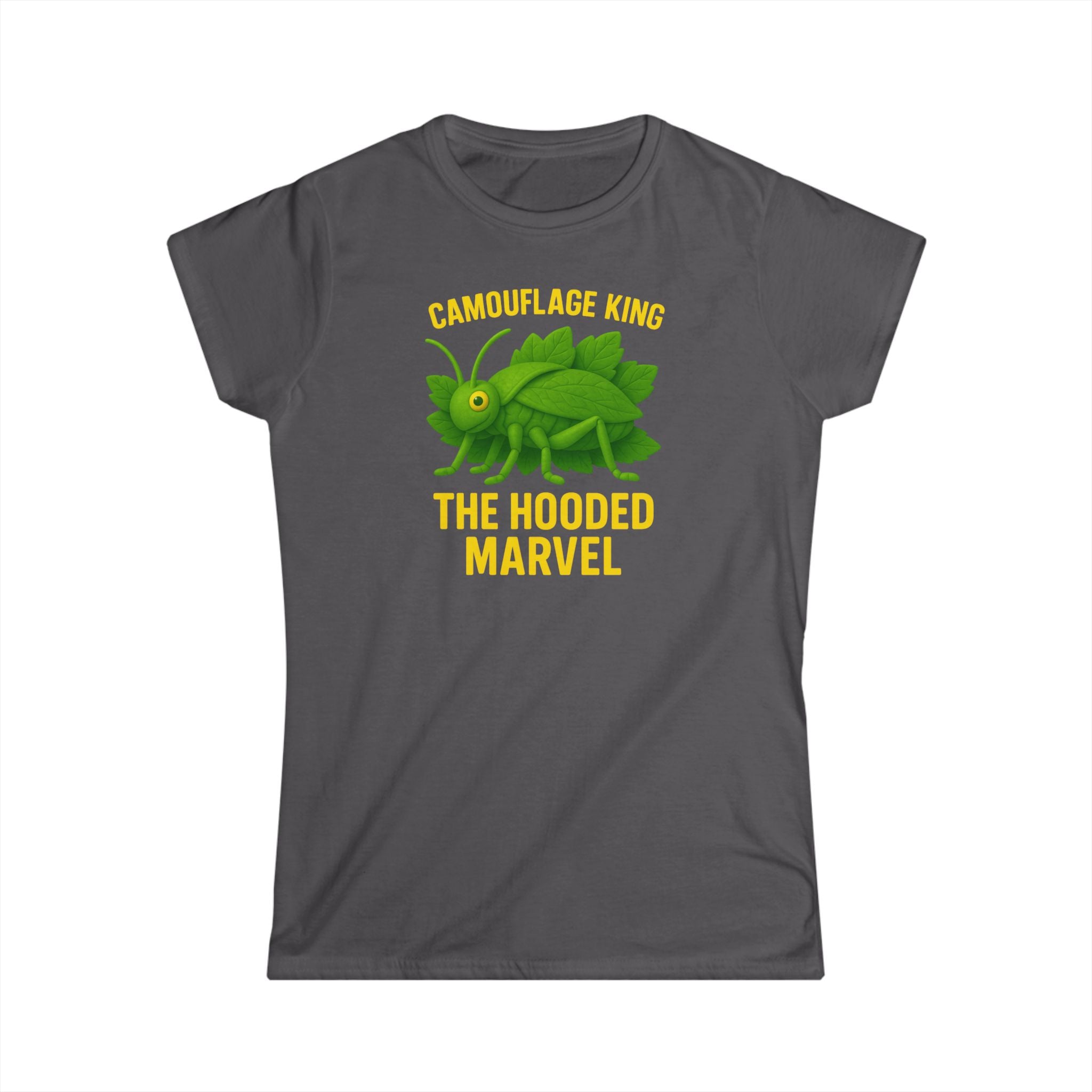 Giant Hooded Katydid 'Camouflage King Playdoh' Fitted T-Shirt (women's)