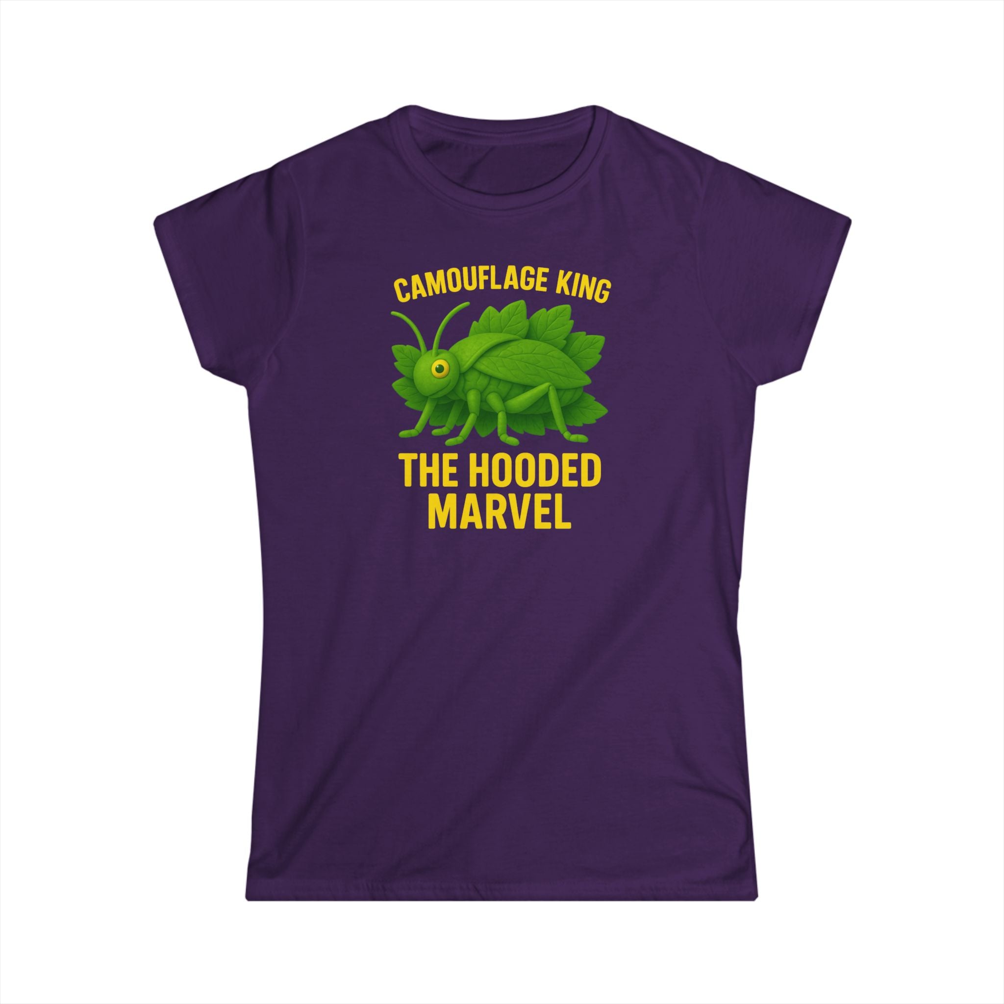 Giant Hooded Katydid 'Camouflage King Playdoh' Fitted T-Shirt (women's)