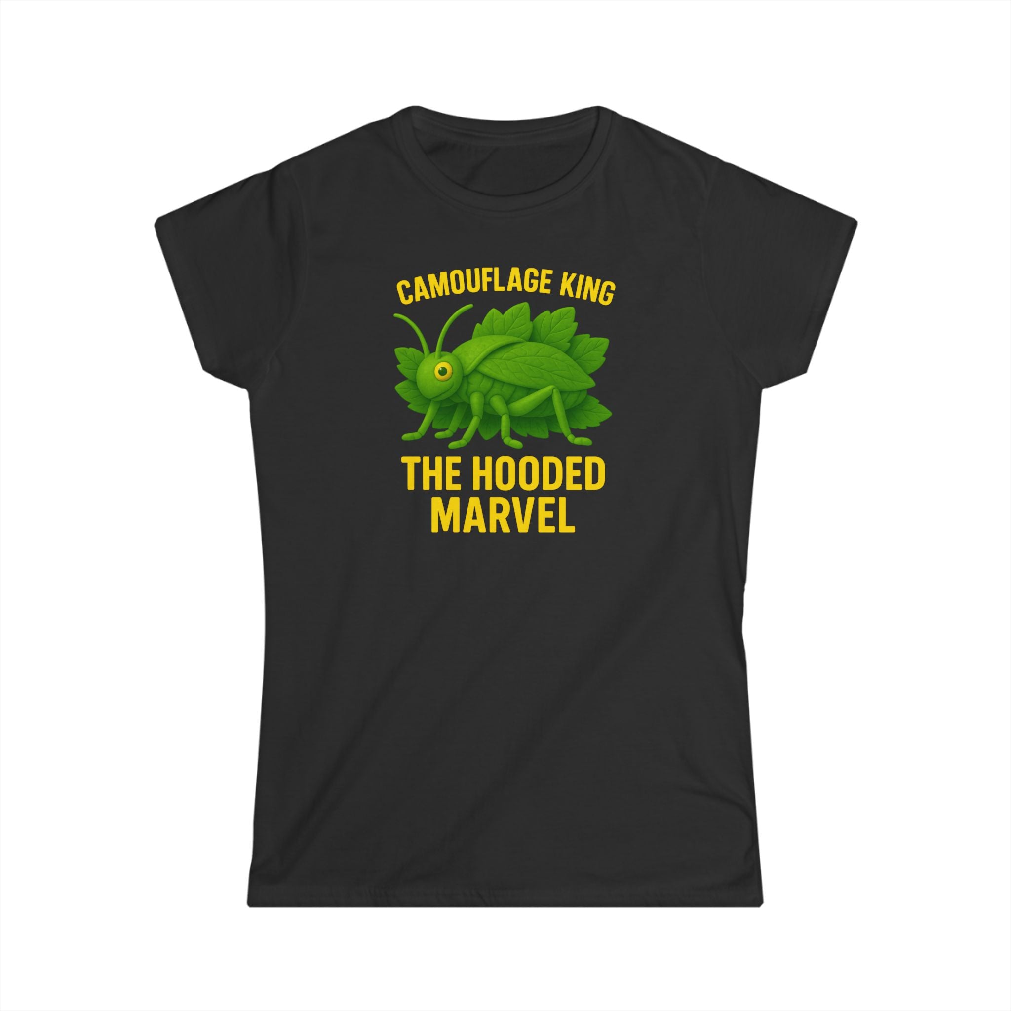 Giant Hooded Katydid 'Camouflage King Playdoh' Fitted T-Shirt (women's)