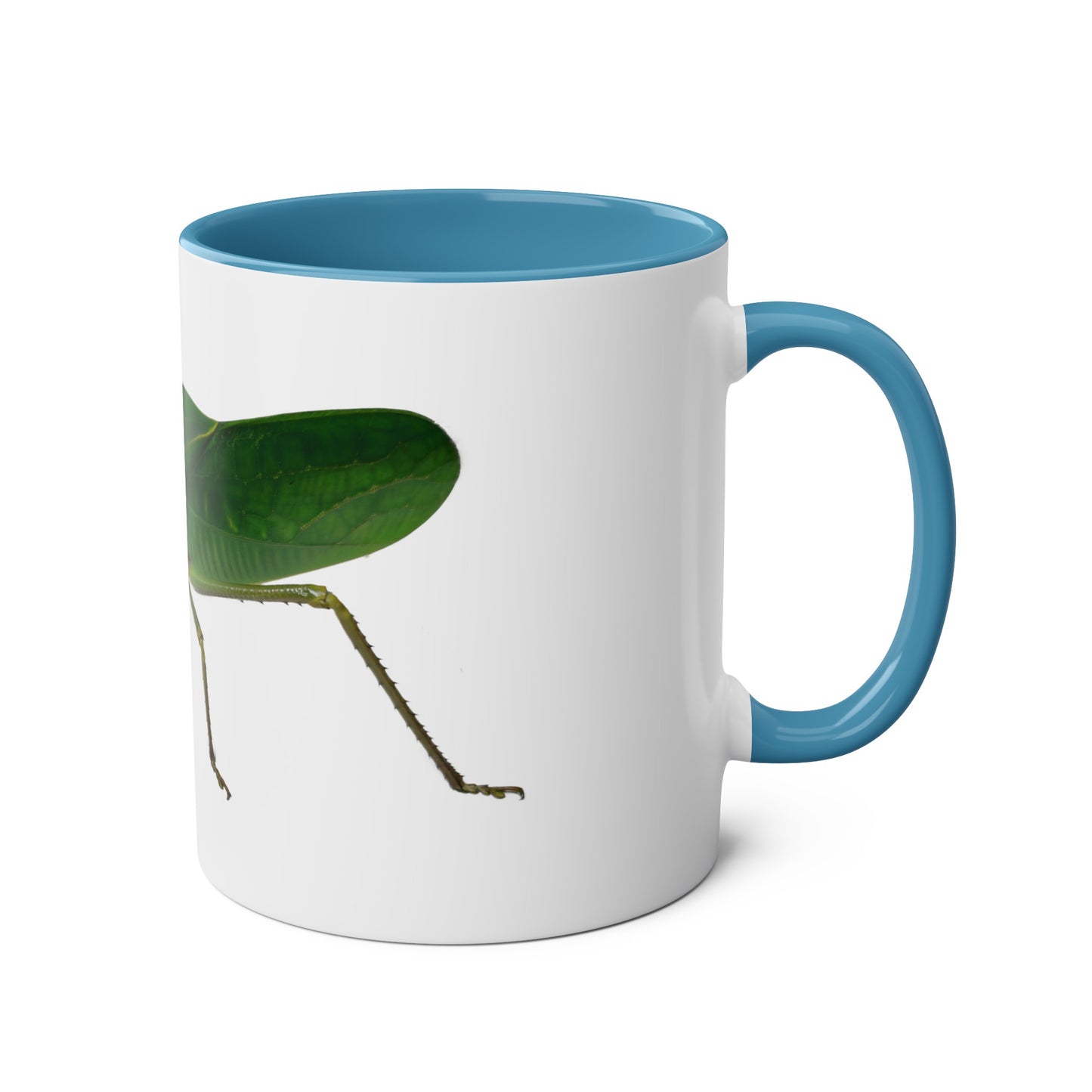 Siliquofera Grandis - Giant Hooded Katydid Two-Tone Coffee Mugs, 11oz