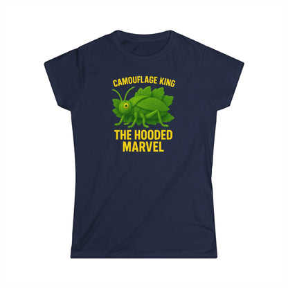 Giant Hooded Katydid 'Camouflage King Playdoh' Fitted T-Shirt (women's)