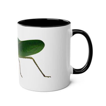 Siliquofera Grandis - Giant Hooded Katydid Two-Tone Coffee Mugs, 11oz