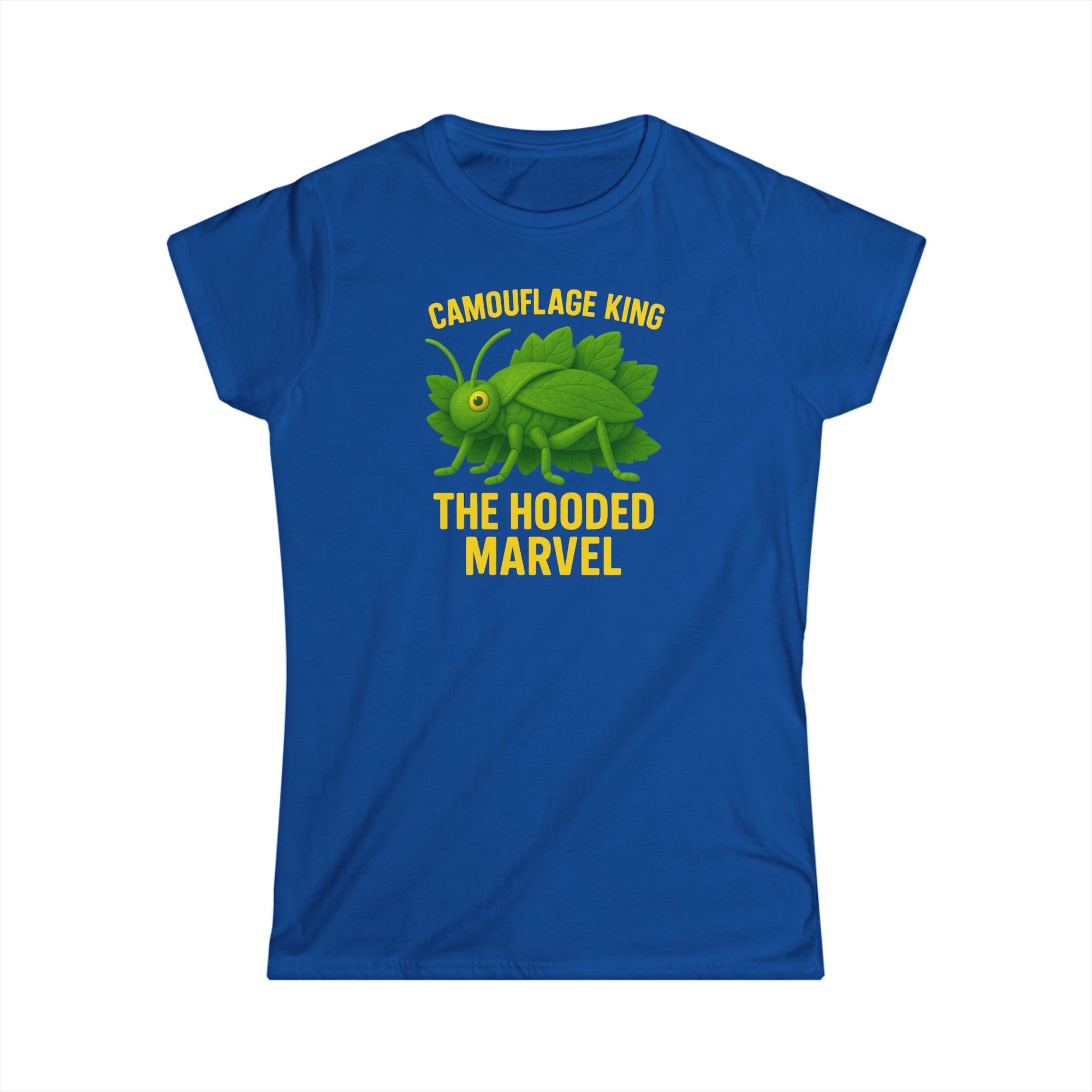Giant Hooded Katydid 'Camouflage King Playdoh' Fitted T-Shirt (women's)