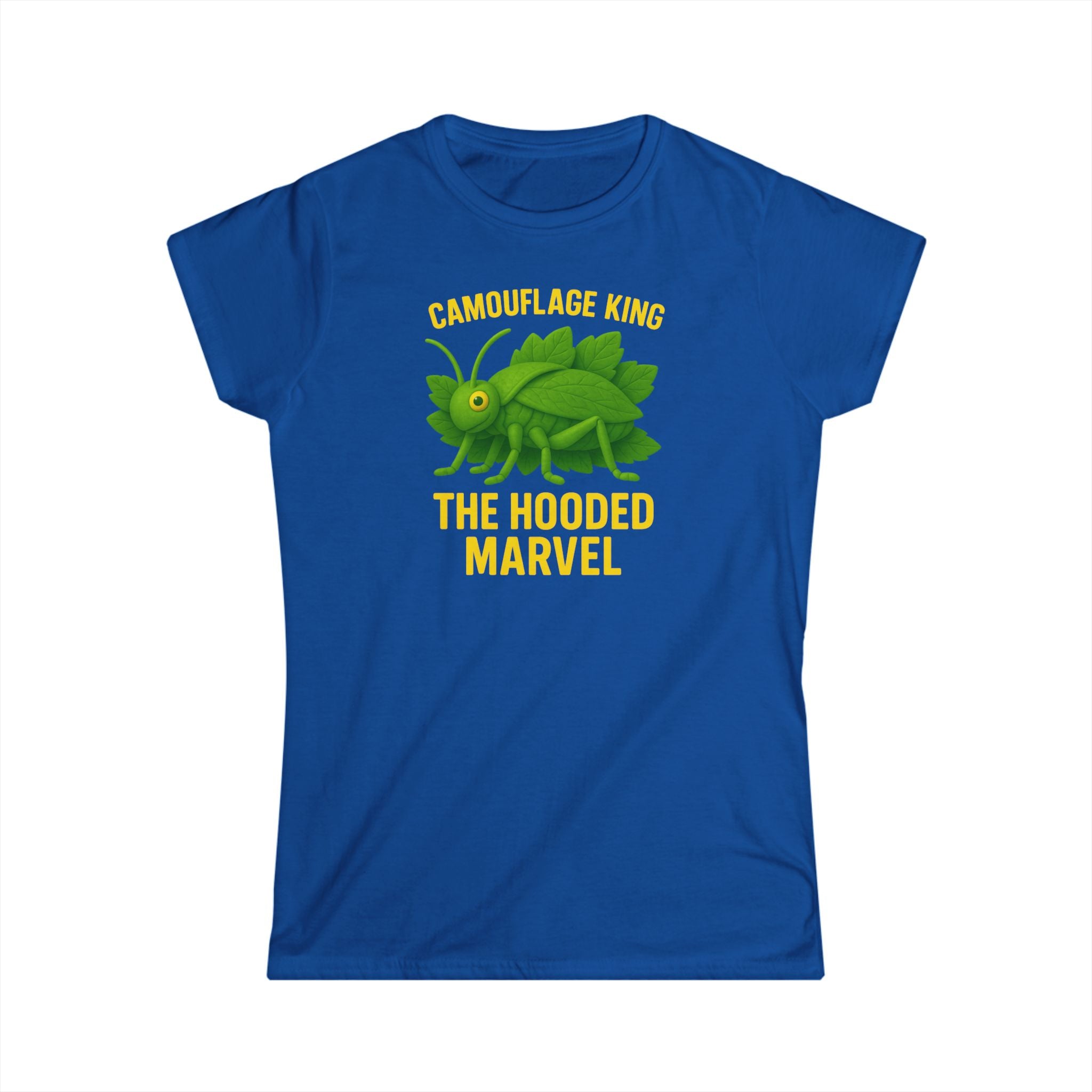 Giant Hooded Katydid 'Camouflage King Playdoh' Fitted T-Shirt (women's)