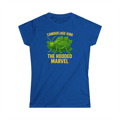 Giant Hooded Katydid 'Camouflage King Playdoh' Fitted T-Shirt (women's)