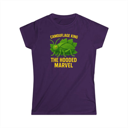 Giant Hooded Katydid 'Camouflage King Playdoh' Fitted T-Shirt (women's)