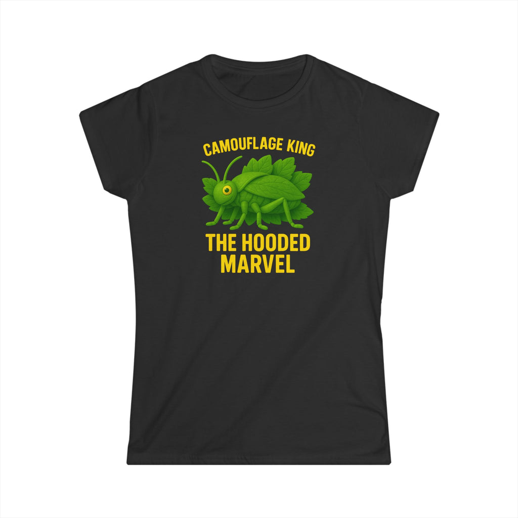 Giant Hooded Katydid 'Camouflage King Playdoh' Fitted T-Shirt (women's)